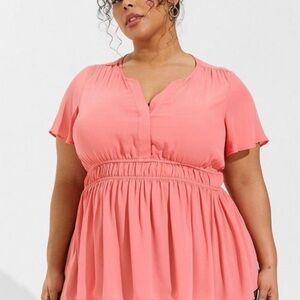 Torrid Coral Flutter Sleeve Blouse